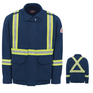 Bulwark®  Men's Lined Bomber Jacket with Reflective Stripe - Navy - JLJTNV