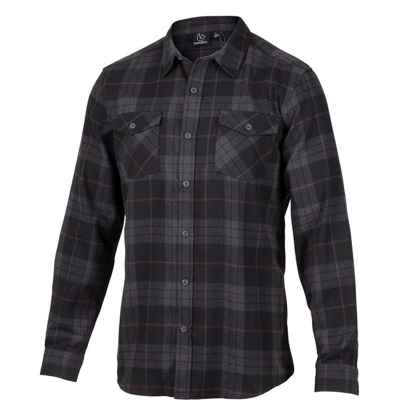 Burnside B8480 - Men's Black & Grey Plaid Long Sleeve Button-Up Shirt - B8480