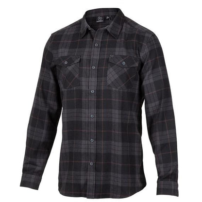 Burnside B8480 - Men's Black & Grey Plaid Long Sleeve Button-Up Shirt - B8480