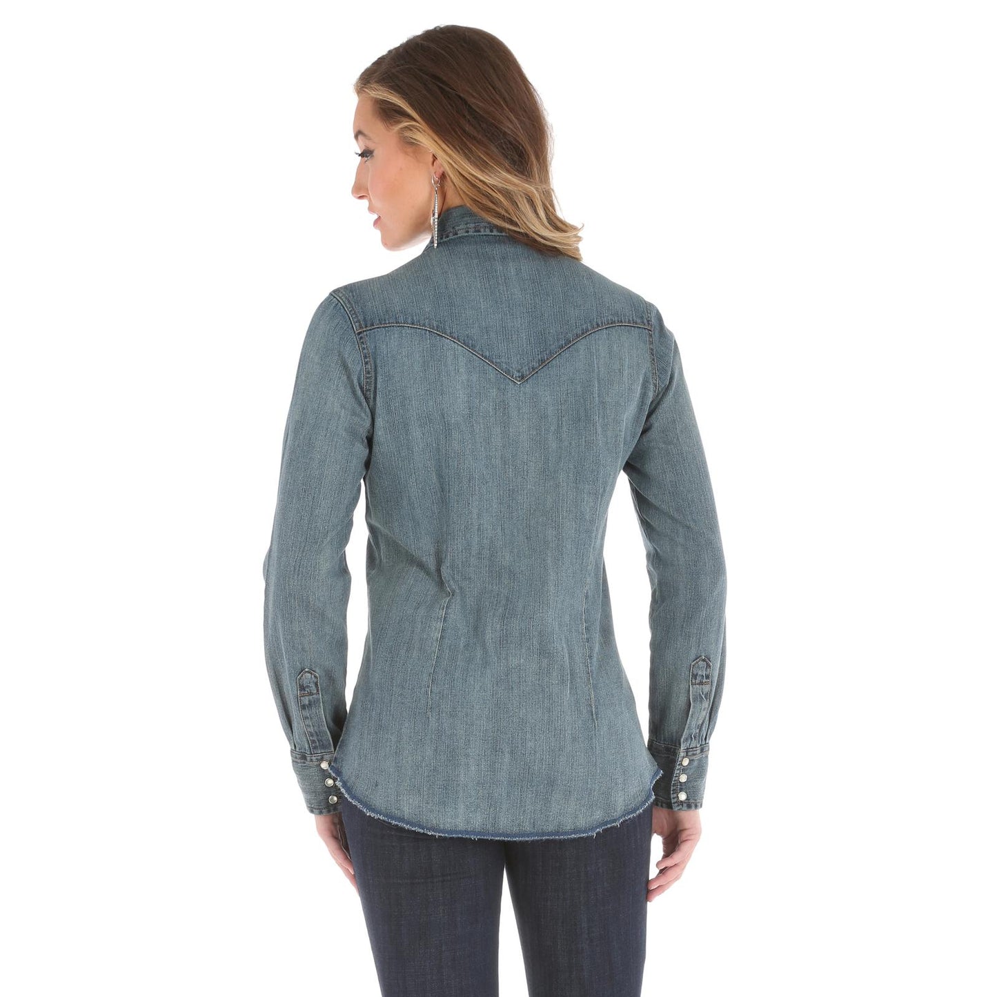 Wrangler Women's Long Sleeve Western Snap Denim Top