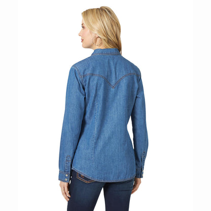 Wrangler® Women's Long Sleeve Western Snap Denim Shirt
