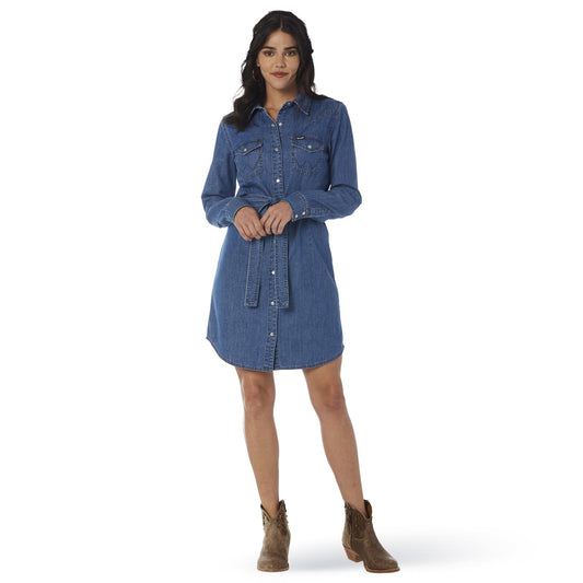 Wrangler® Women's Long Sleeve Western Snap Denim Dress