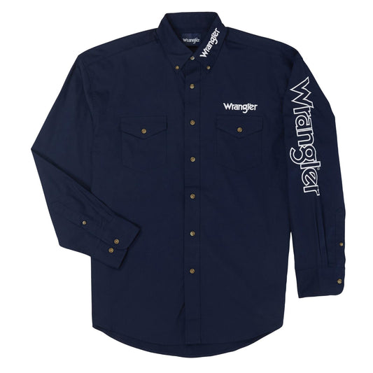 Wrangler® Men's Logo Long Sleeve Shirt - Navy