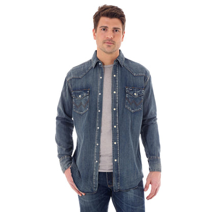 Wrangler® Men's Authentic Cowboy Cut® Work Shirt - Antique Blue