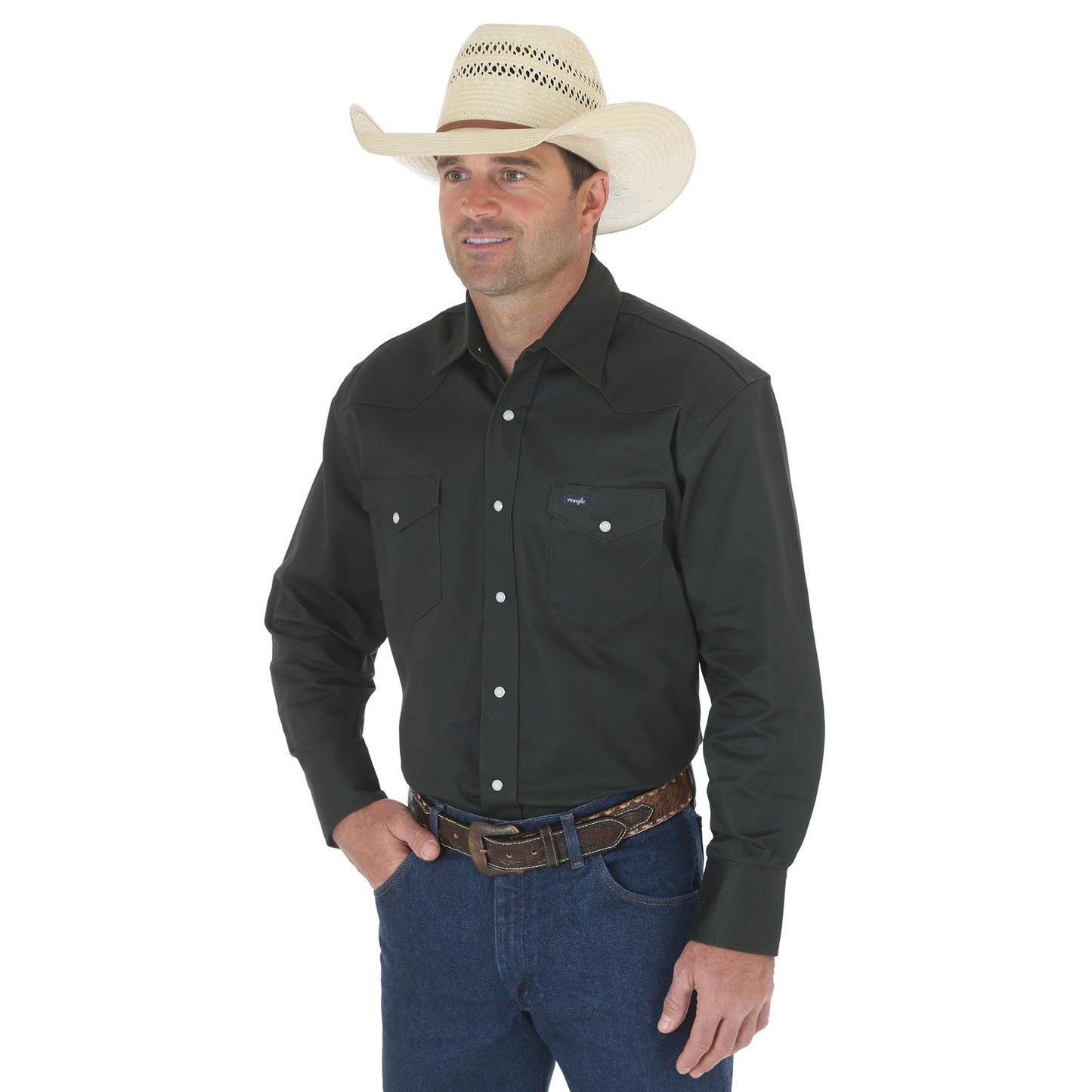 Wrangler® Men's Authentic Cowboy Cut® Work Shirt - Black Forest Green