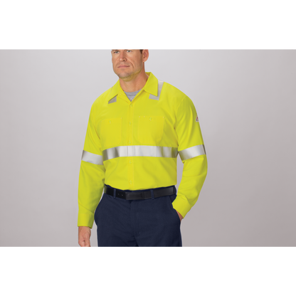 Bulwark Men's Hi-Visibility Flame-Resistant Long Sleeve Work Shirt - SMW4