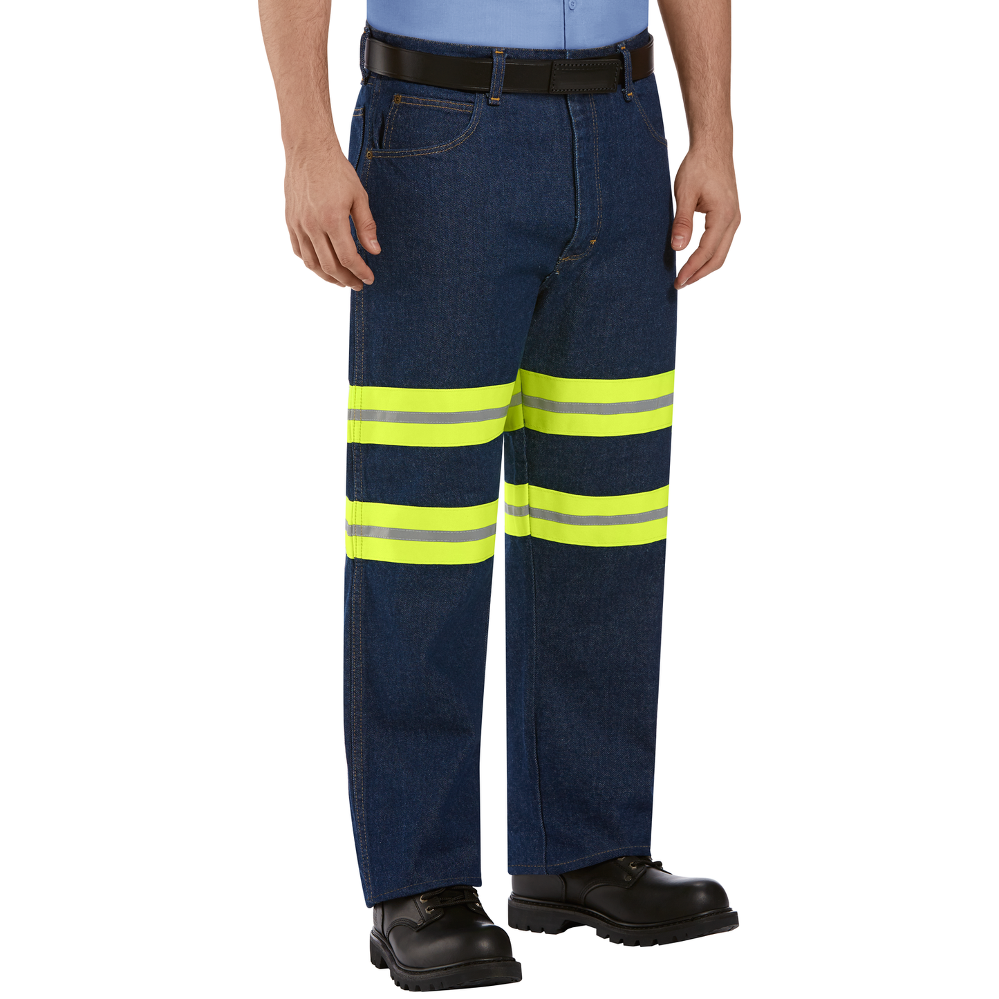 Red Kap Men's Enhanced Visibility Men's Relaxed Fit Jean-Denim w/ Yellow Visibility Trim