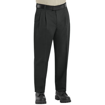 Red Kap Men's Pleated Twill Slacks-Black