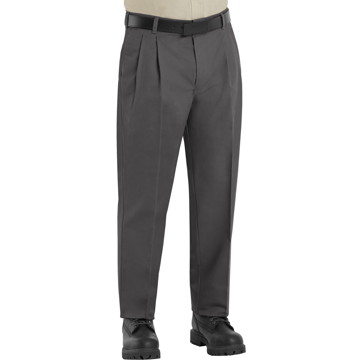 Red Kap Men's Pleated Twill Slacks-Charcoal