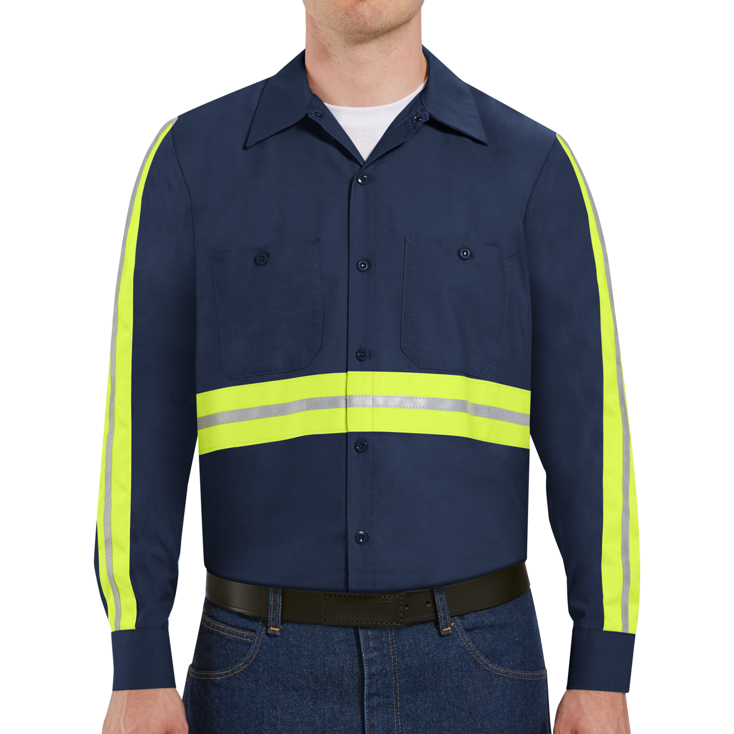 Red Kap Long Sleeve Enhanced Visibility Industrial Work Shirt