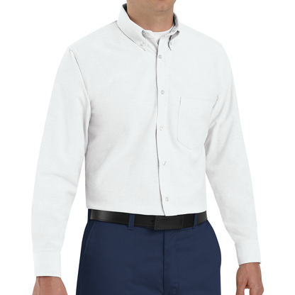 Red Kep Men's Long Sleeve Executive Oxford Dress Shirt - White