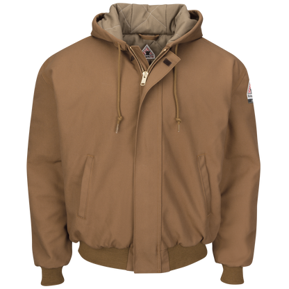 Bulwark Men's Heavyweight FR Insulated Brown Duck Hooded Jacket - JLH6