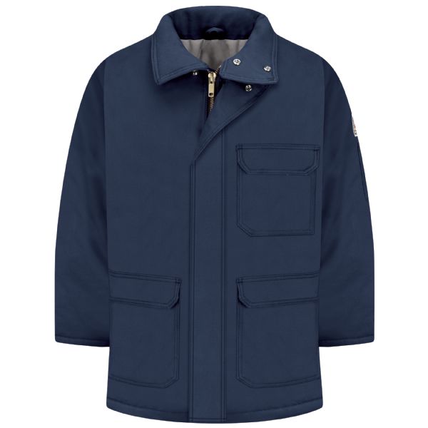 Bulwark Men's Heavyweight FR® ComforTouch® Insulated Deluxe Parka  - JLP8 - Color : Grey - Navy