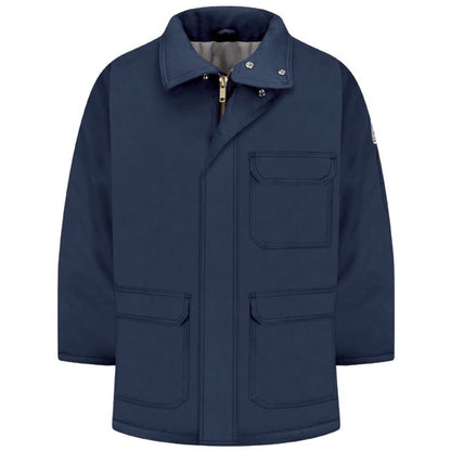 Bulwark Men's Heavyweight FR® ComforTouch® Insulated Deluxe Parka  - JLP8 - Color : Grey - Navy