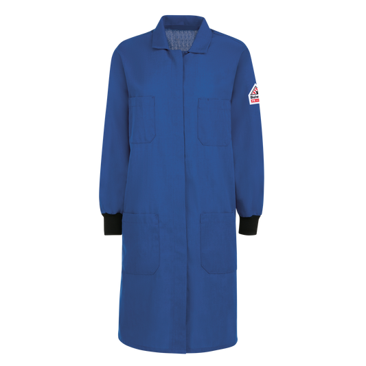 Bulwark Women's FR Lab Coat with Knit Cuffs-Royal Blue