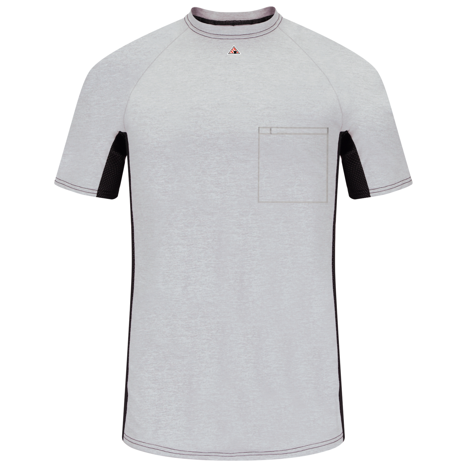 Bulwark Men's Short Sleeve FR Two-Tone Base Layer w/ Chest Pocket - MPS4 -Color: Grey - Navy - Basics Clothing Store