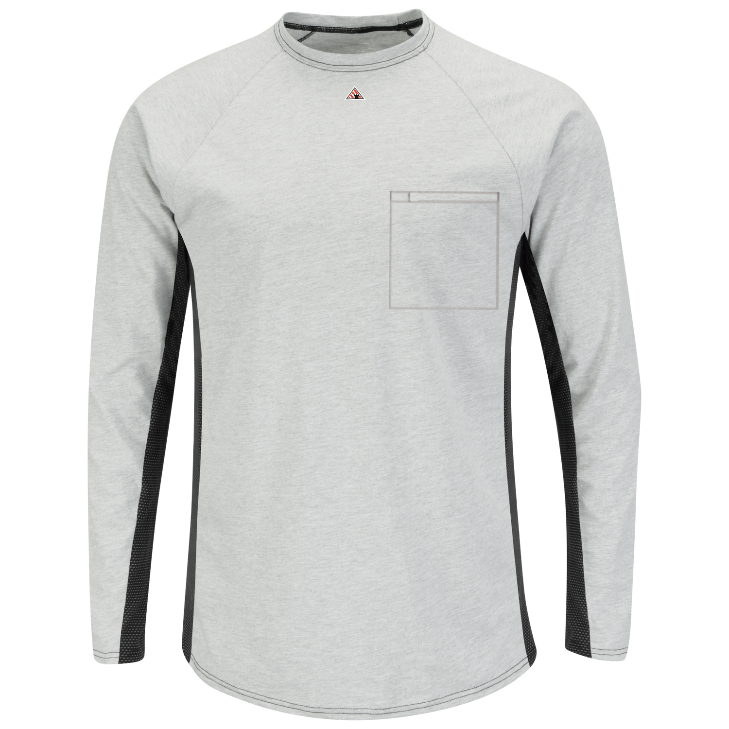 Bulwark Men's Long Sleeve FR Two-Tone Base Layer w/ Chest Pocket - MPS8  - Color : Grey - Khaki - Basics Clothing Store