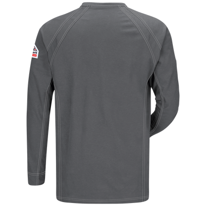 Bulwark iQ Series® Men's Comfort Knit Long Sleeve Henley with Insect Shield-Charcoal