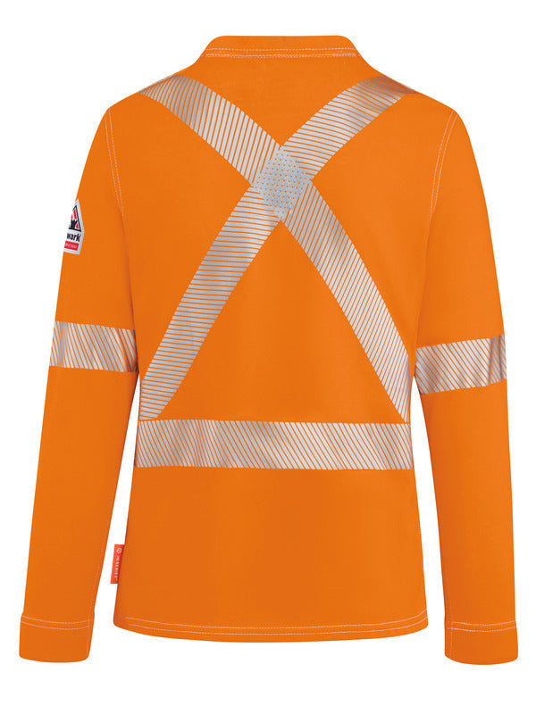 Bulwark Women's FR iQ Series® Comfort Knit Tee With Reflective Trim - Orange-QT37OR - Basics Clothing Store