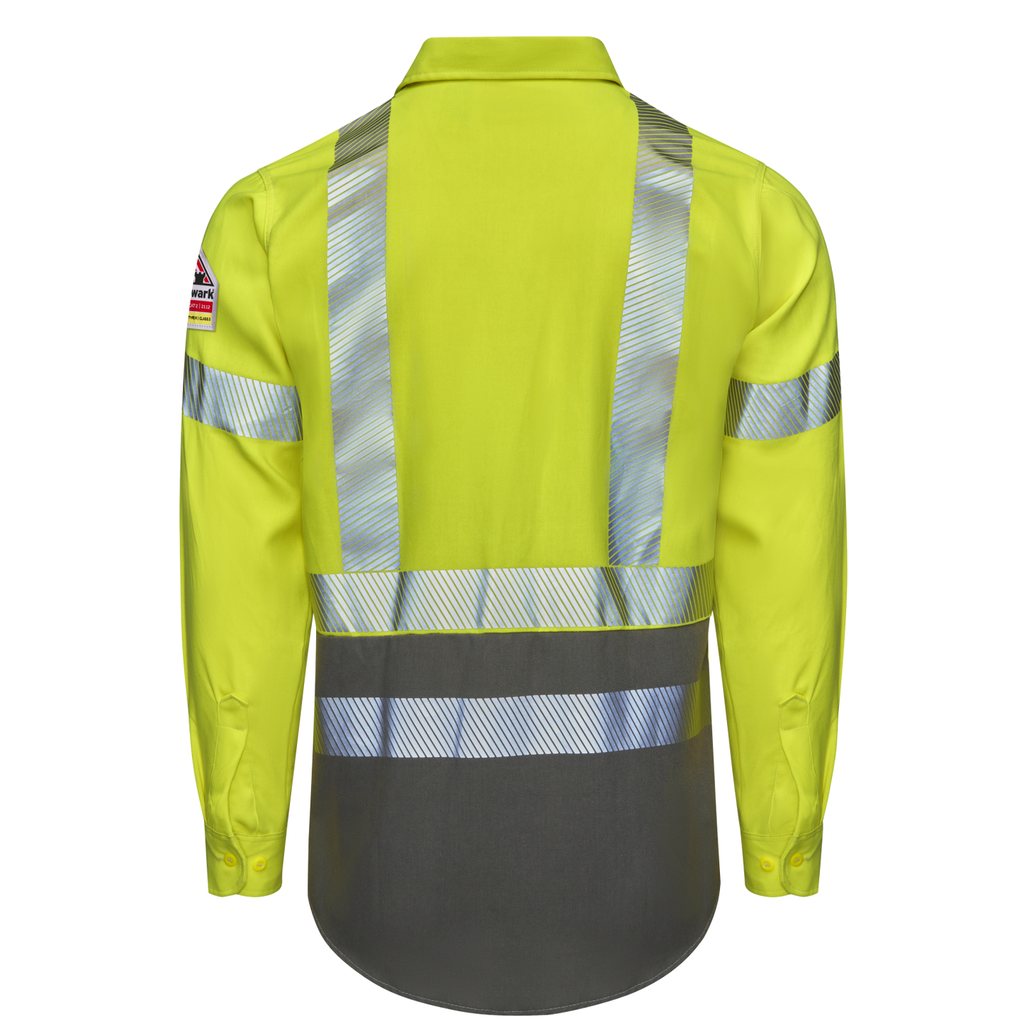 Bulwark Men's Hi-Visibility Color Block Uniform Shirt-Hi Vis Yellow/ Grey