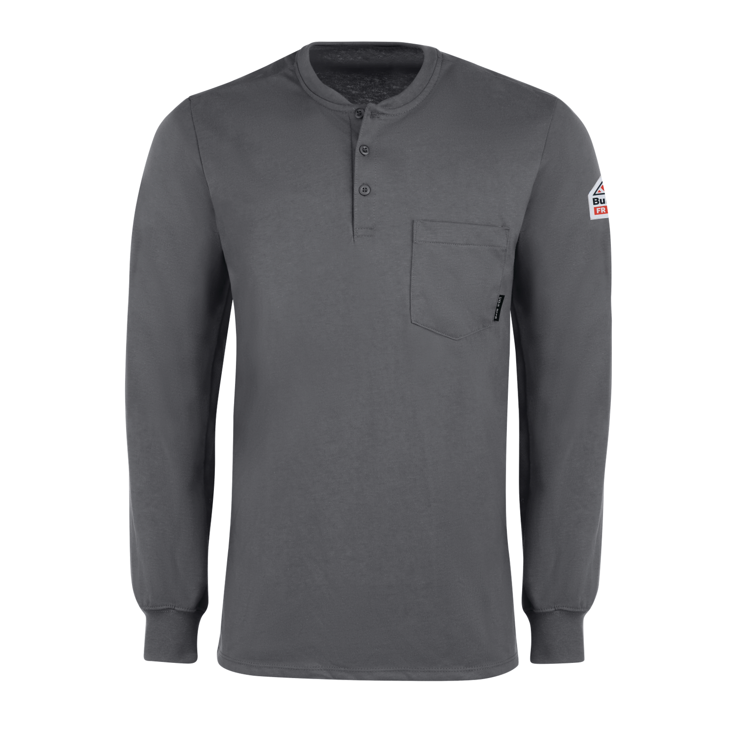 Bulwark® Men's Long Sleeve Tagless Henley Shirt - SEL2  - Color : Charcoal - Khaki - Light Blue - Navy - Orange - Basics Clothing Store