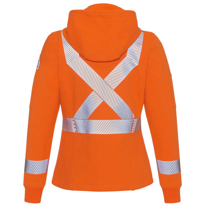 Bulwark® Women's Full Zip Fleece Jacket with Reflective Trim and Detachable Hood - Orange - 	SEZ7OR