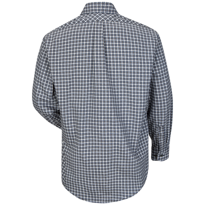 Bulwark Men's Lightweight FR Plaid Uniform Shirt-Navy / Khaki Plaid- SLD6