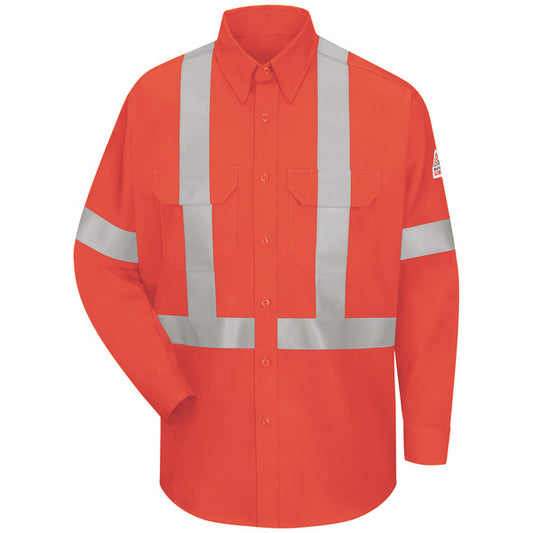Bulwark® Men's Lightweight Enhanced Visibility Uniform Shirt with Reflective Trim - Orange - SLCSOR