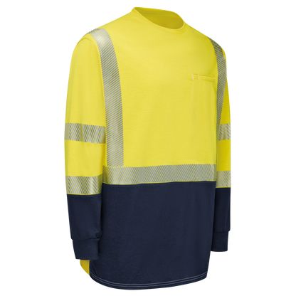 Bulwark Men's Hi-Visibility Lightweight Colorblock Long Sleeve T-Shirt  - SMB2