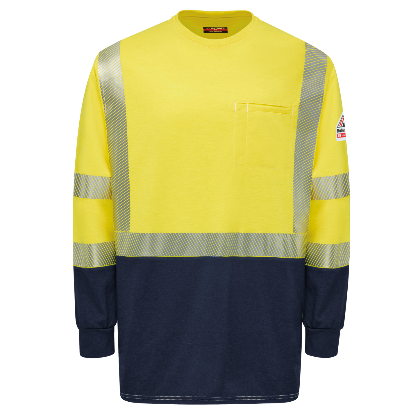 Bulwark Men's Hi-Visibility Lightweight Colorblock Long Sleeve T-Shirt  - SMB2