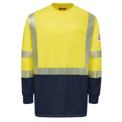 Bulwark Men's Hi-Visibility Lightweight Colorblock Long Sleeve T-Shirt  - SMB2