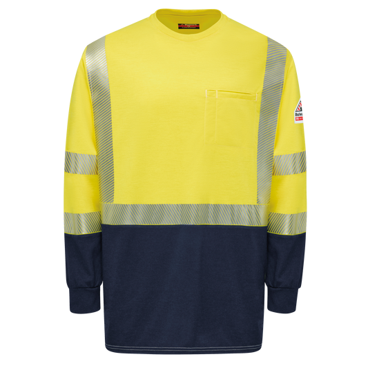 Bulwark Men's Hi-Visibility Lightweight Colorblock Long Sleeve T-Shirt  - SMB2