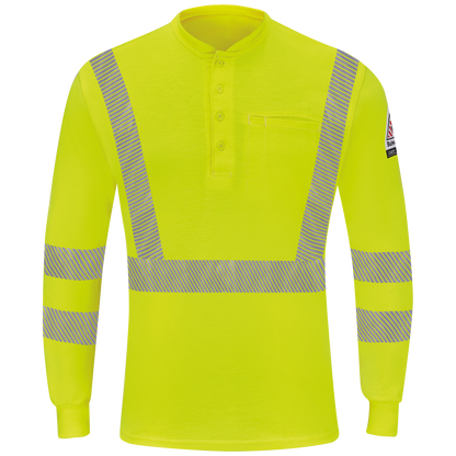 Bulwark Men's  Long Sleeve Hi Vis Lightweight Henley - SML4HV