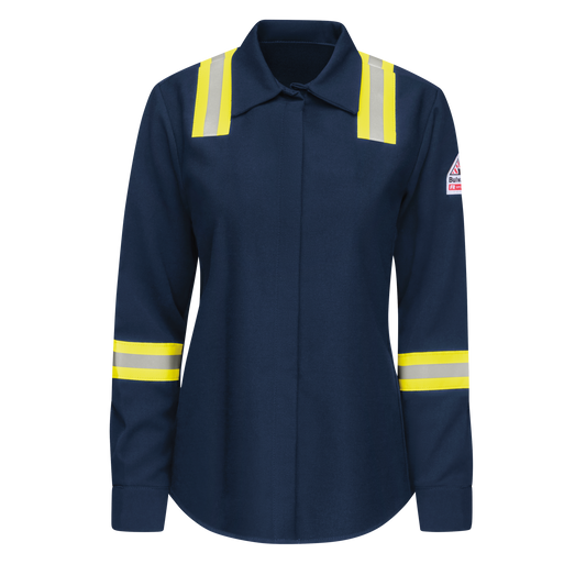 Bulwark Women's Enhanced Visibility Shirt-Navy