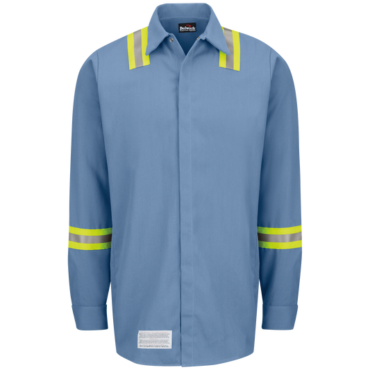 Bulwark Men's  Long Sleeve Snap Front Work Shirt with Striping  - SMS6