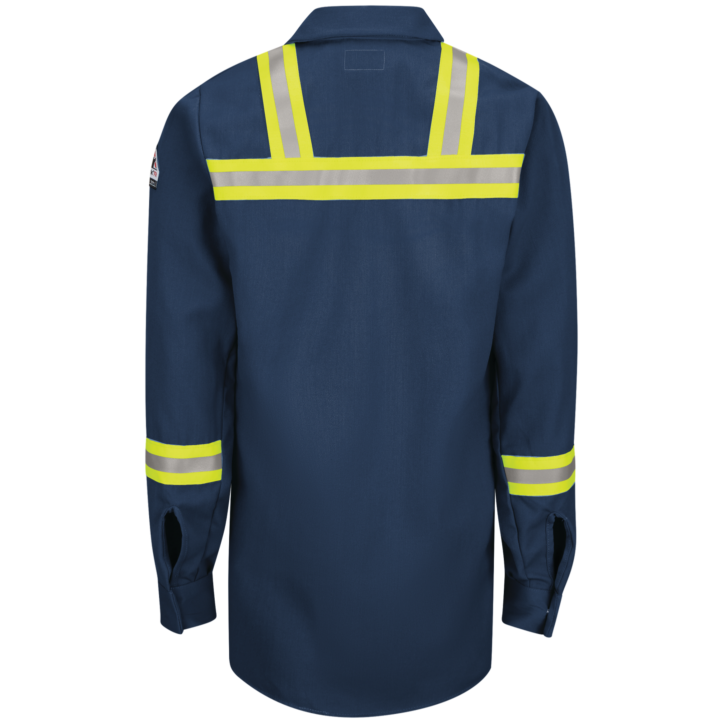 Bulwark Enhanced Visibility Concealed-Gripper Pocketless Work Shirt-Navy-SMS6