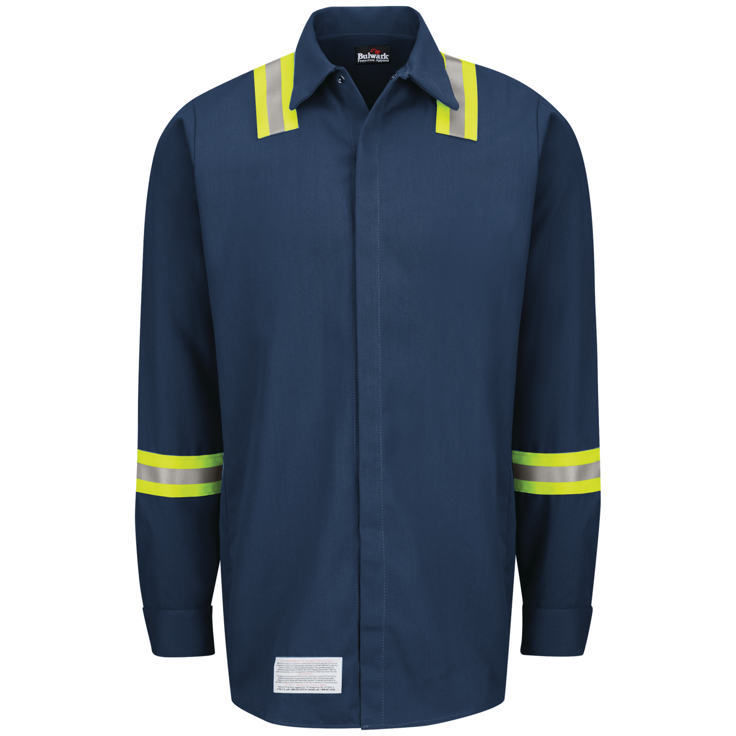 Bulwark Enhanced Visibility Concealed-Gripper Pocketless Work Shirt-Navy-SMS6