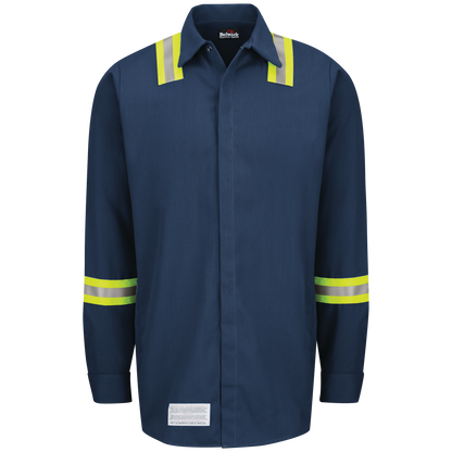 Bulwark Enhanced Visibility Concealed-Gripper Pocketless Work Shirt-Navy-SMS6