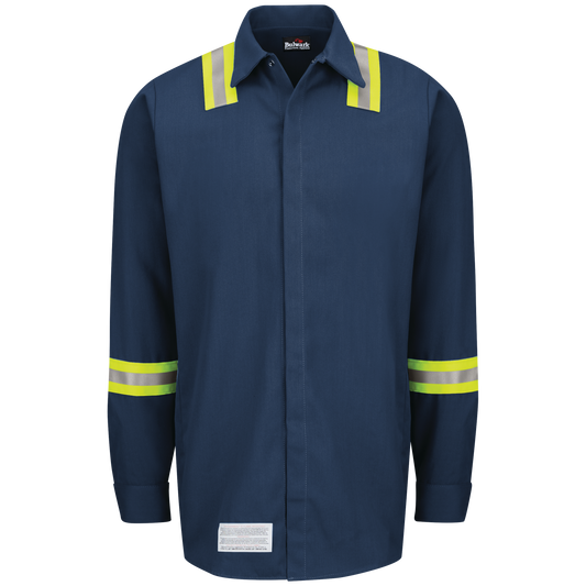 Bulwark Enhanced Visibility Concealed-Gripper Pocketless Work Shirt-Navy-SMS6