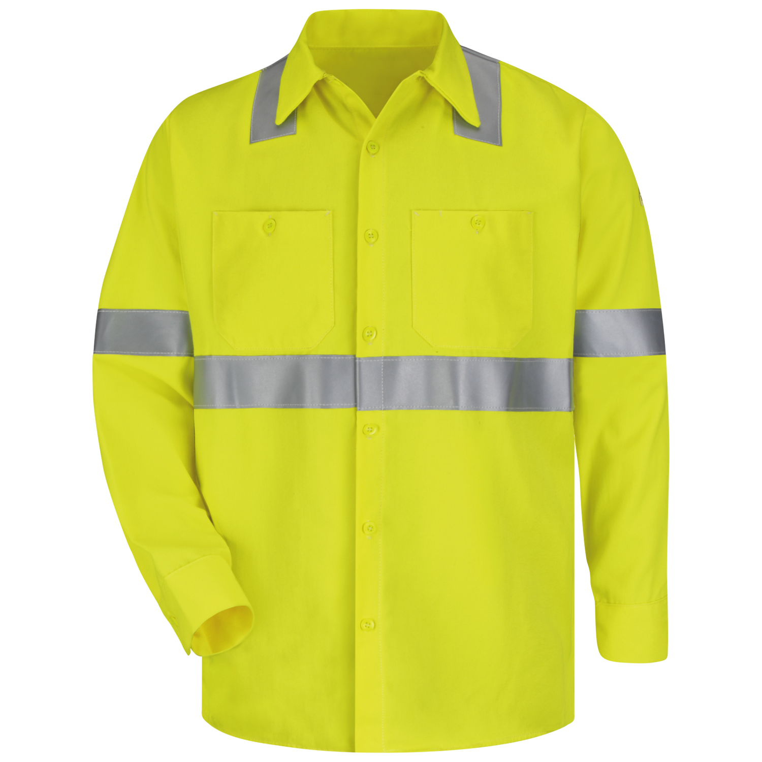 Bulwark Men's Hi-Visibility Flame-Resistant Long Sleeve Work Shirt - Yellow/Green - SMW4HV - Basics Clothing Store