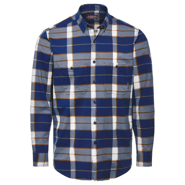 Bulwark Men's Flex Knit Button Down Shirt  - STG2 - Color : Charcoal Plaid - Navy Check - Basics Clothing Store