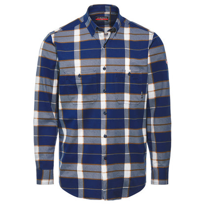 Bulwark Men's Flex Knit Button Down Shirt  - STG2 - Color : Charcoal Plaid - Navy Check - Basics Clothing Store