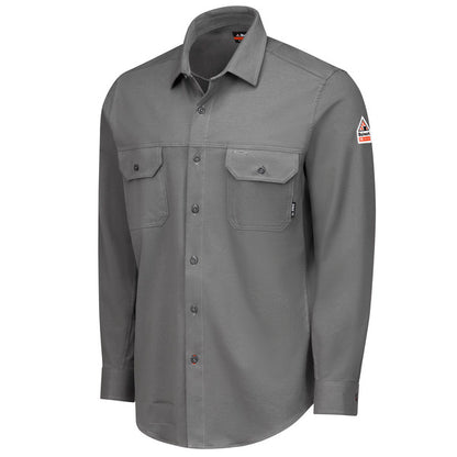 Bulwark Men's FR Flex Knit Button Down Shirt  - STG4 (CH-Charcoal )(KH-Khaki) (LB-Light Blue) (NV-Navy) - Basics Clothing Store