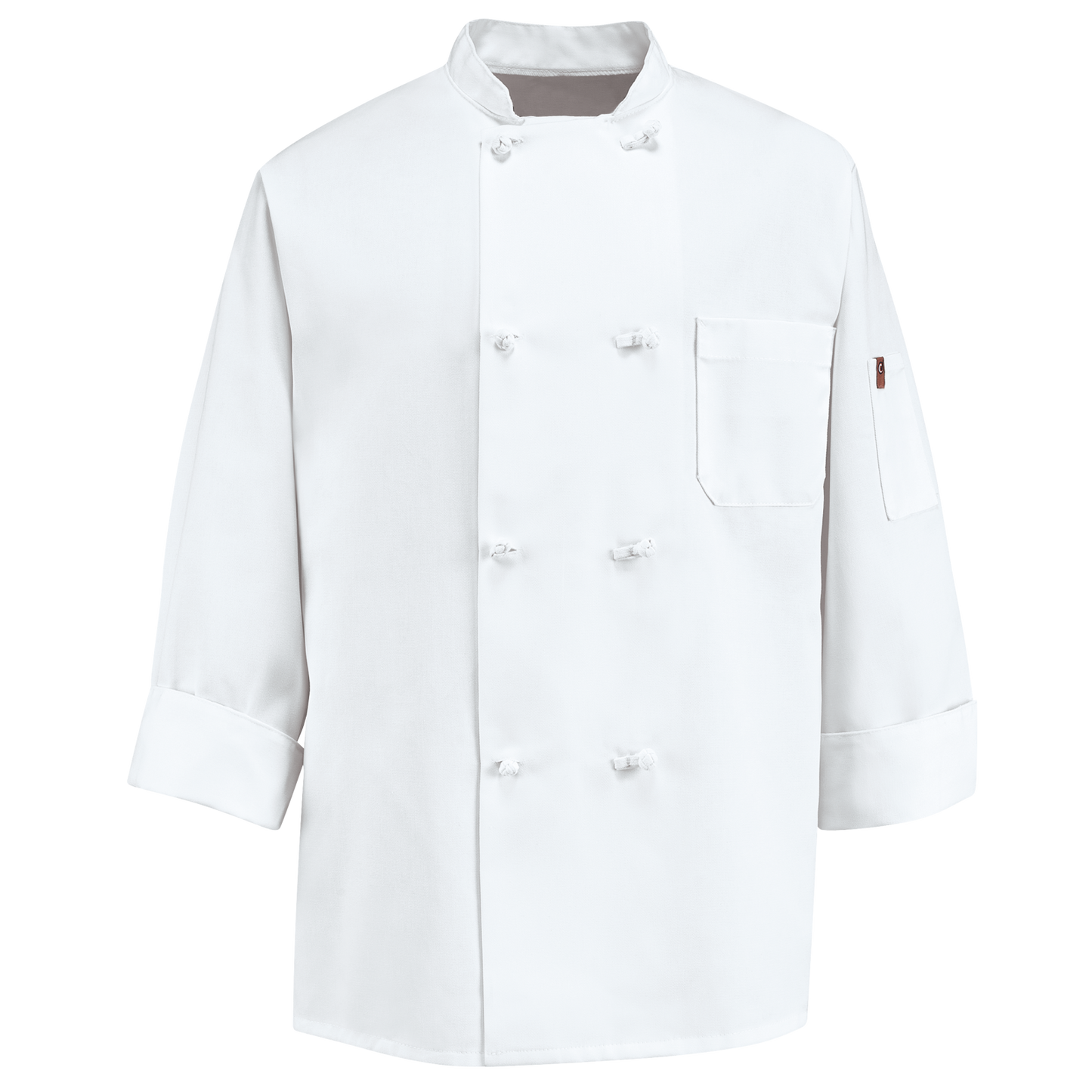 Red Kap Eight Knot Button Chef Coat with Thermometer Pocket