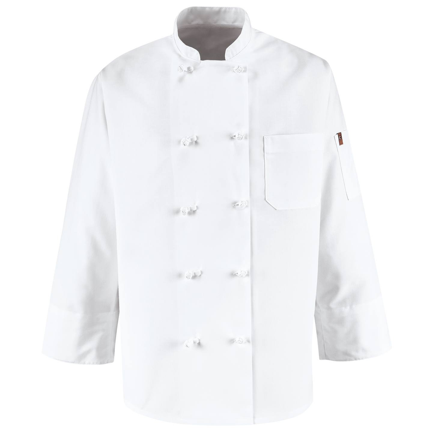 Red Kap Ten Knot Button Chef Coat with Thermometer Pocket