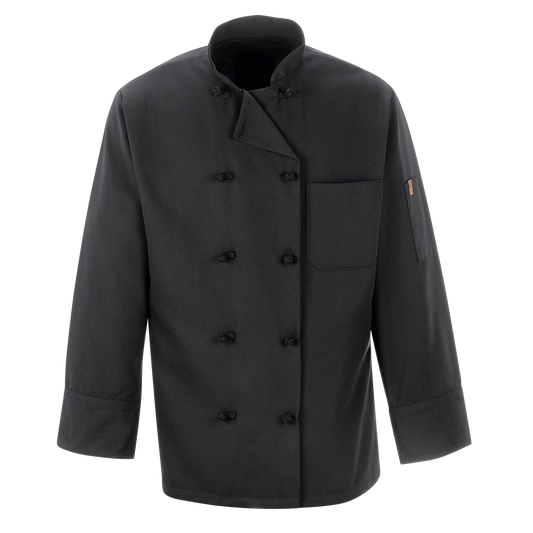 Red Kap Black Chef Coat Ten Knot Buttons