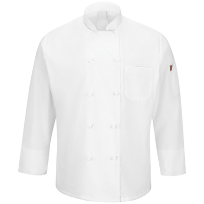 Red Kap Men's Ten Knot Button Chef Coat with OilBlok + MIMIX®