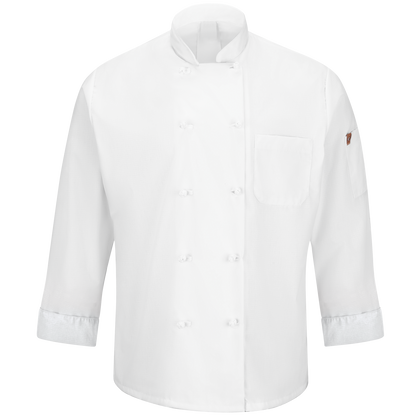 Red Kap Men's Ten Knot Button Chef Coat with OilBlok + MIMIX®