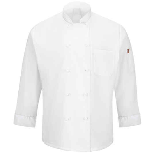 Red Kap Men's Ten Knot Button Chef Coat with OilBlok + MIMIX®