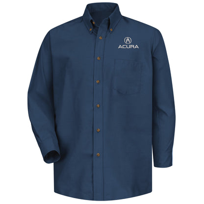 Acura Men's Long Sleeve Poplin Dress Shirt - Navy